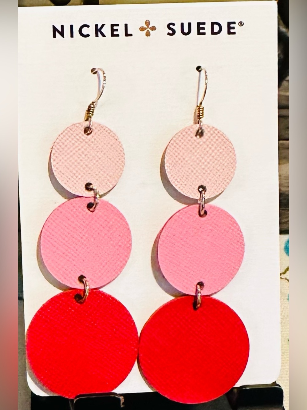 Nickel & Suede Pink Ombré Dottie Earrings